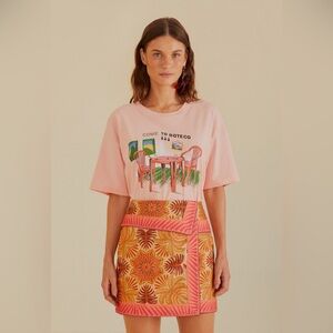 FARM Rio Pink and Orange Mini Skirt